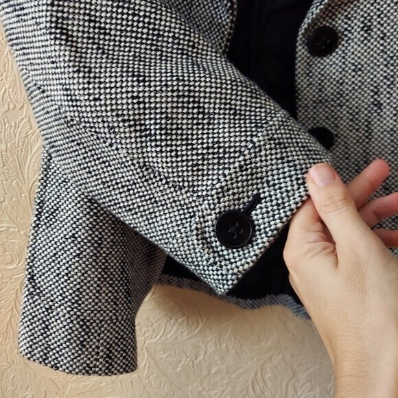 Ellen Tracy Blazer Jacket Grey Tweed 3/4 Sleeve Academia Sz 0 - Picture 9 of 10